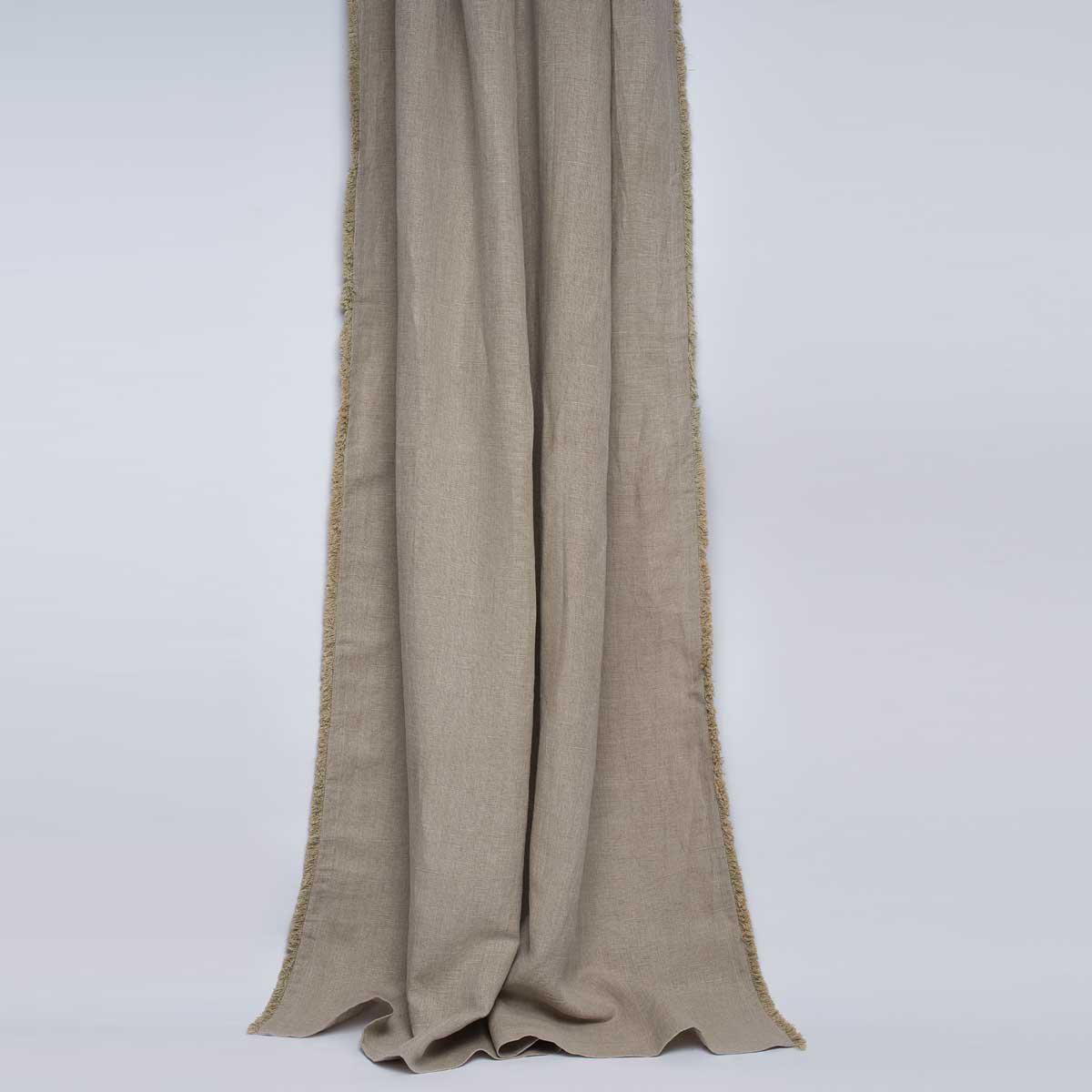 Rosy Brown Luca Boho Linen Curtain - Natural Natural / Rectangle: 140x260cm