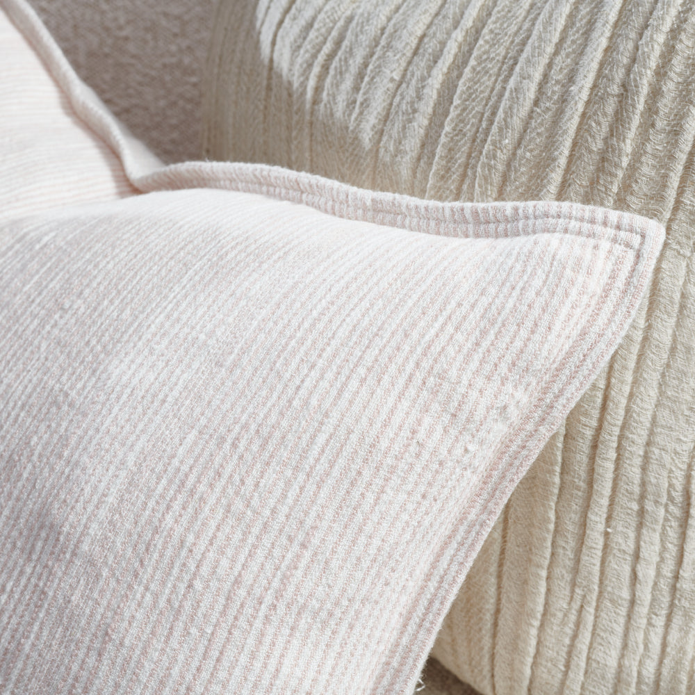 Myra Linen Cushion -Musk/White Stripe