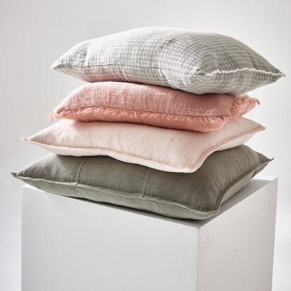Myra Linen Cushion -Musk/White Stripe