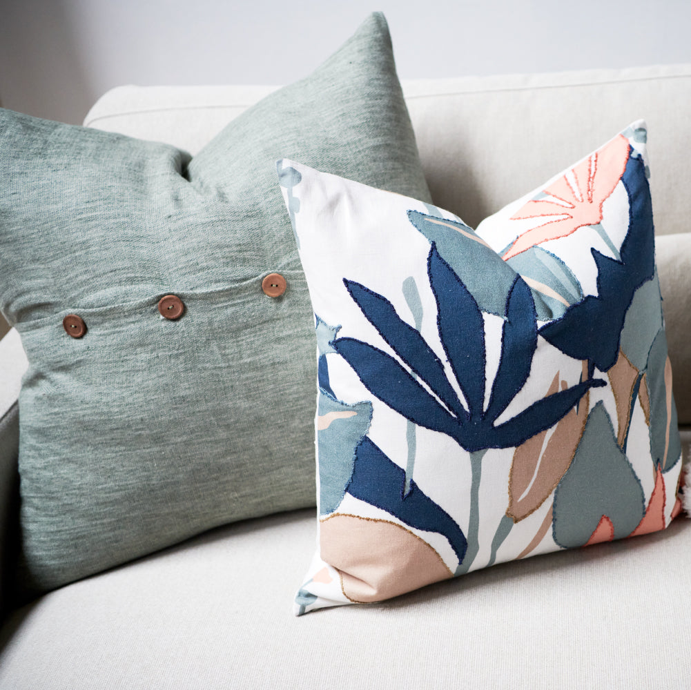 Camille Cushion - Pistachio/Navy