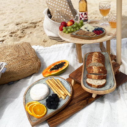 Round Mango Wood Trays - Set of 2