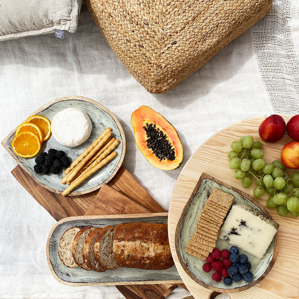 Round Mango Wood Trays - Set of 2