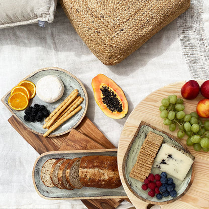 Round Mango Wood Trays - Set of 2