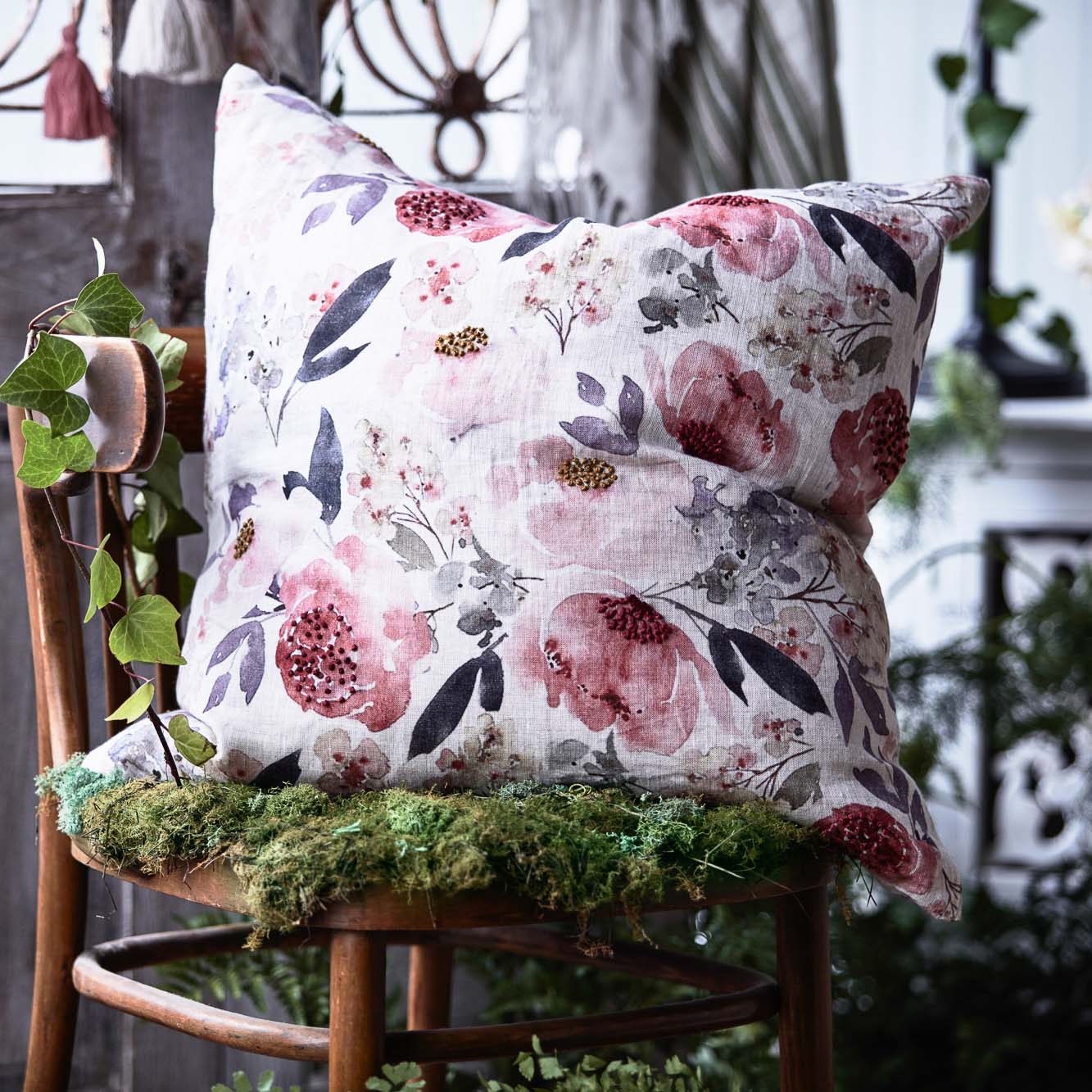 Posy Linen Floral Cushion