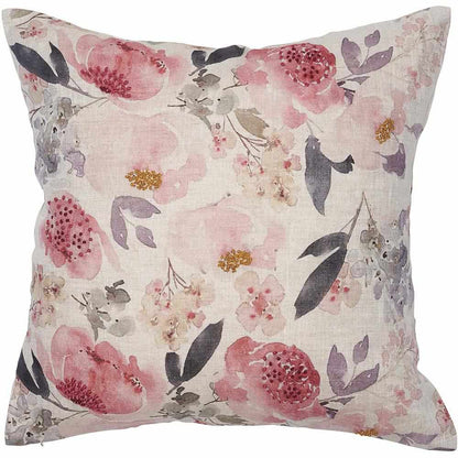 Light Gray Posy Linen Cushion Small Square: 50x50cm / Rose Floral,Large Square: 60x60cm / Rose Floral